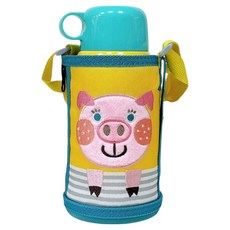 TIGER 虎牌 兒童兩用不銹鋼真空保溫杯 附專用提袋 前後刺繡款 MBR-T06G-YP, 小豬, 1個