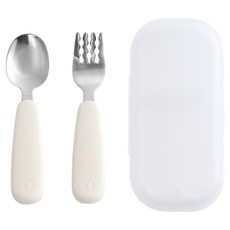 탁가온 네모 유아 스푼 포크 케이스 세트, 아이보리, 스푼S + 포크S + 케이스, 1개