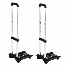 Life+ 多功能折疊便攜鋁合金拉桿購物車手拉車拉貨拖車 2件組 消光黑, 1套