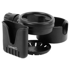 LoveLB 3合1嬰兒推車雙孔杯架+智慧型手機支架兼容杯架, 黑色, 1個