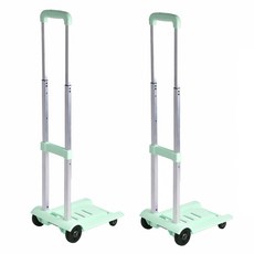 Life+ 多功能折疊便攜鋁合金拉桿購物車手拉車拉貨拖車 2件組 薄荷綠, 1套