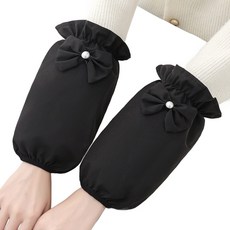 EUMES 女性用短袖可愛防水工作袖套 4入, 黑色