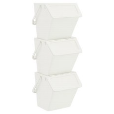 AllULiving 可堆疊式附把手多用途分類回收桶 大型 3入, 白色