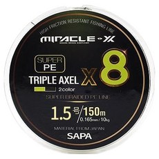 SAPA Triple Axel 8股編織線 1.5號, 黑色 + 螢光綠, 1個
