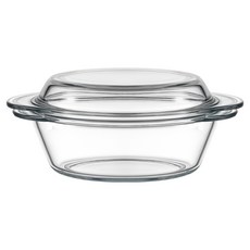 발룬피니 내열강화유리 다용도 원형 오븐렌지 찜기 2L 26cm, 투명, 1개