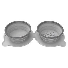 兩用雙碗戶外攜帶折疊寵物飼料碗, 1個, 灰色