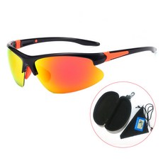 Altiola 高爾夫 登山 騎行 偏光運動太陽眼鏡 + 專用收納盒套組, 1套, 黑紅鏡面