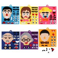 Funysofy 布藝不織布家庭臉孔裝飾6件組, 1套, 混合顏色