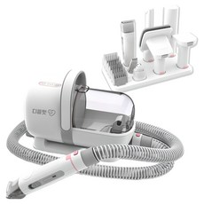 디클펫 7in1 진공 흡입 미용기 CLM1 강아지 고양이 무선 바리깡 애견 이발기 클리퍼 트리머 브러쉬, 화이트, 1개