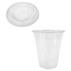 益樂生活 PET 冰杯 410ml x 50入 + 平蓋 50入 組, 1套