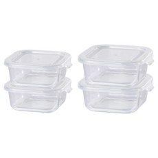 켈하임 아이 글라스 내열용기 정사각형 세트, 1개, 320ml(2P) + 520ml(2P)