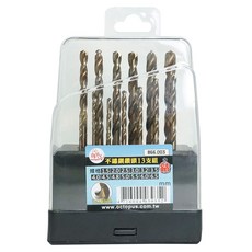 Octopus 章魚牌 含鈷不銹鋼用鑽頭13支組 1.5~6.5mm 鑽尾 866.003, 1套