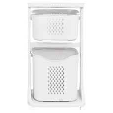 올유리빙 베이직 스윙 2단 빨래바구니, 화이트