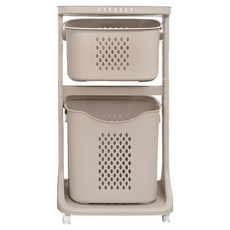 올유리빙 베이직 스윙 2단 빨래바구니, 베이지