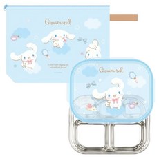 LiLFANT 三麗鷗大耳狗喜拿單色不鏽鋼餐盤 + 提袋組 CM8564, 1個, 餐盤 + 蓋子 + 提袋, 混合顏色