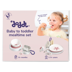 doddL 人體工學兒童學習餐具成長禮盒, 1套, 兒童人體工學餐具3件組 + 專屬攜帶盒 附掛勾 大 + 飛碟止滑餐盤 + 嬰兒餐具2件組 + 嬰兒專屬攜帶盒 附掛勾 小 + 可拆式強力真空吸盤 + 止滑餐碗, 乾燥玫瑰粉