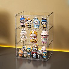 다용도 인형 가방 피규어 보관 정리함 대형 3단 칸막이 투명, 1개