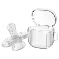 嬰幼兒用透明矽膠安撫奶嘴 + 收納盒組, 1套, 透明, 1階段(新生兒以上)