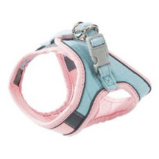麂皮拼接背心牽引繩, 1個, 粉色 + 藍色
