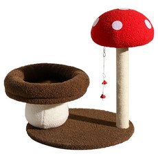 兩用雙層睡窩貓抓板, 1個, 新版紅蘑菇