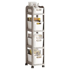 ONE HOUSE 德川分層收納架 附輪 OH-R201-B1, 4層, 灰白色