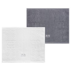 Songwol 松月 格紋腳踏墊 2件組, 灰色, 象牙白