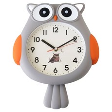 JUST HOME 貓頭鷹造型靜音搖擺時鐘 9015-53, 淺灰色