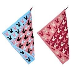 kitchen U 兔子廚房抹布擦手巾2件組, 1套, 藍色, 粉紅色