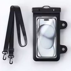 OHI 3Way 多用途智慧型手機斜背防水袋 + 掛繩 + 吸盤套組, 1套, 黑色