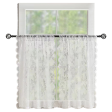 Soyo Sanghoe 蕾絲紗質半花卉遮蔽窗簾, 白色