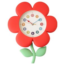 JUST HOME 花朵造型靜音搖擺時鐘 9015-48, 紅色