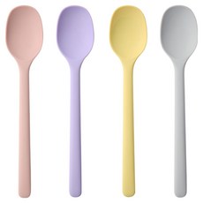 Easy Sili方形矽膠兒童甜點湯匙, 4個, 粉彩