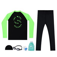 aquatica 兒童防曬上衣 AQAJTS504 + 水陸兩用褲 2件組 AQA415 + 一般用泳鏡 5件組套裝