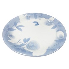 SSQ 新食器 日本製浮雕玫瑰平盤, 1個, 白底藍花