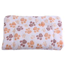 旺生活 法蘭絨加厚雙面毛毯寵物睡墊, 1個, 奶白腳印