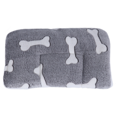 旺生活 法蘭絨加厚雙面毛毯寵物睡墊, 1個, 灰色骨頭