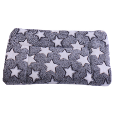 旺生活 法蘭絨加厚雙面毛毯寵物睡墊, 1個, 灰色星星