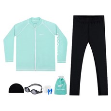 aquatica 拉鍊防磨衣 + 水上運動緊身褲 + 一般用泳鏡 5件組 AQAJJ452-AQA415
