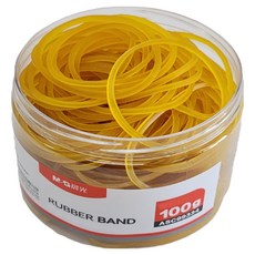 엠앤지 고무줄 고무밴드 45 x 1.5mm 100g + 케이스 세트, 노란, 1세트