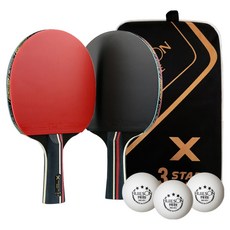 HuiESON 輝勝 Zero Living 握感佳雙面橫拍桌球拍 2入 + 桌球 3入 + 球袋組合, 1套, 單一商品