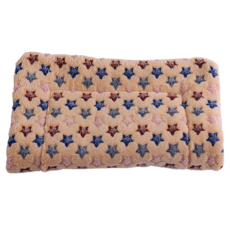 旺生活 法蘭絨加厚雙面毛毯寵物睡墊, 1個, 卡其星星
