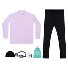 aquatica 拉鍊防磨衣 + 水上運動緊身褲 + 一般用泳鏡 5件組 AQAJJ452-AQA415