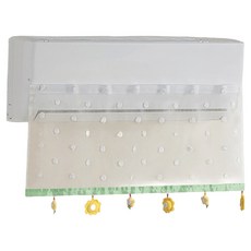 Soyo商行 水滴字母雪紡冷氣窗簾 綠色圓點向日葵, 1個, 單一商品