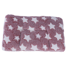 旺生活 法蘭絨加厚雙面毛毯寵物睡墊, 1個, 紅粉星星
