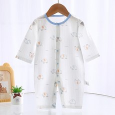 스타도어 유아용 배색 라운드넥 순면 풀스냅 우주복