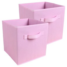 푸르른 접이식 부직포 수납박스, 핑크, 2개