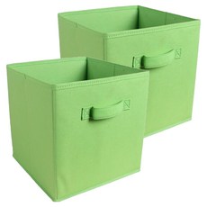 푸르른 접이식 부직포 수납박스, 라이트그린, 2개