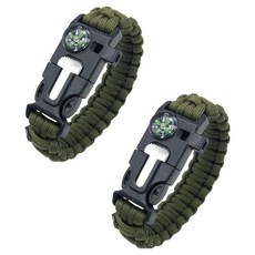 小麥購物 戰術野外求生手鏈 Y077 29g, 2個, 軍綠色