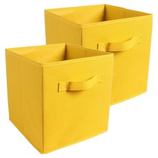 푸르른 접이식 부직포 수납박스, 옐로우, 2개