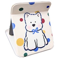 컬러풀 도트 접이식 탁상거울 L, 강아지